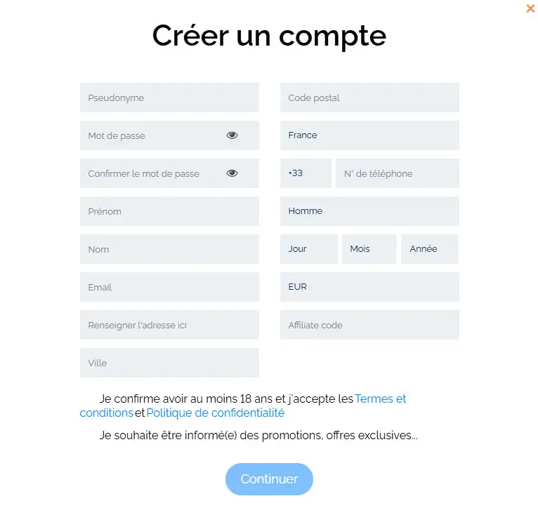 Processo di registrazione YOJI CASINO